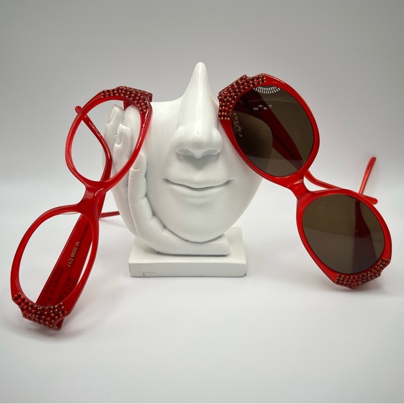 AUTHENTIC DESIGN OPTICAL RED FRAME/ EYEGLASSES/SUNGLASSES M 3238 WITH STONES - Picture 3 of 10